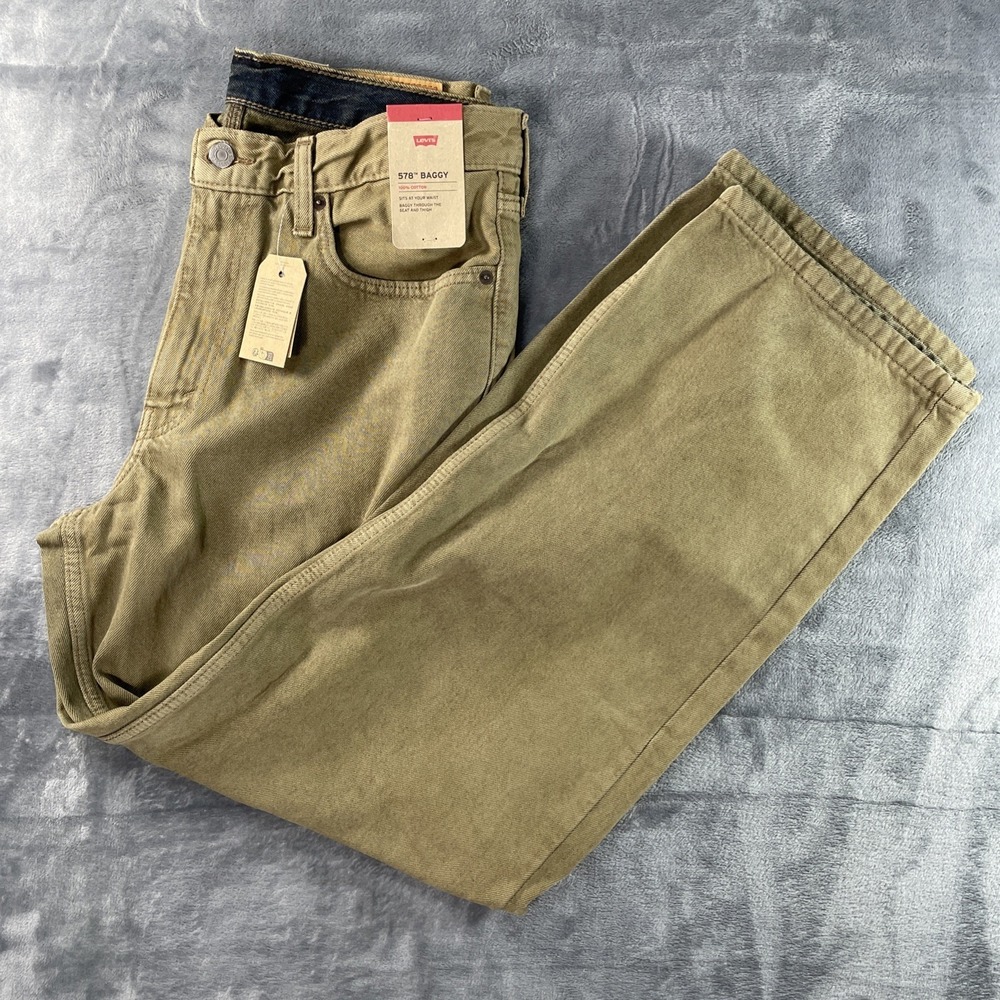 Levi's 578 Baggy Denim Jeans Men's Size 32x32 Tan / Brown Cotton NWT